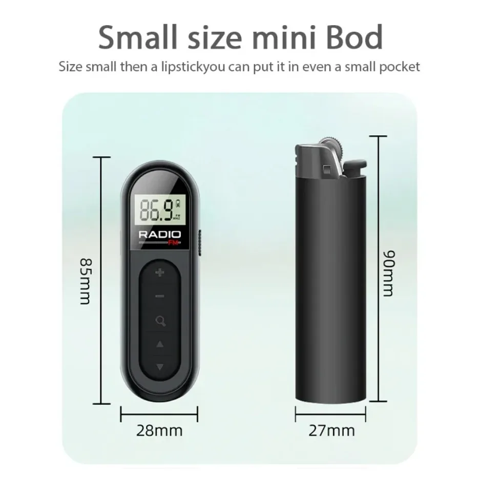 ‌TOGYN Portable Radio Receiver Mini Pocket FM Radio Rechargeable with Backlight LCD Display 3.5mm Headphone Receiving Antenna