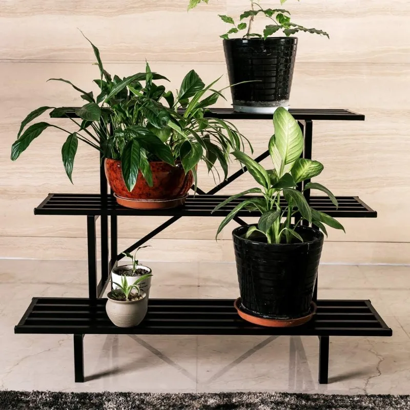 Heavy Duty 3 Tier Plant Stand para Casa, Jardim, Amantes de Plantas, Rack De Armazenamento De Metal, Prateleira, Suporte de exibição autônomo