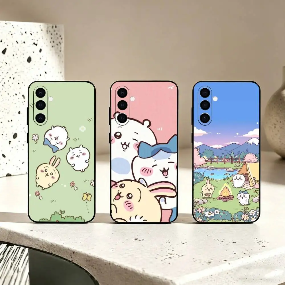 Cute Anime Chiikawas Phone Case Black Silicone Soft For Samsung Galaxy A73,A72,A71,A70,A53,A52,A51
