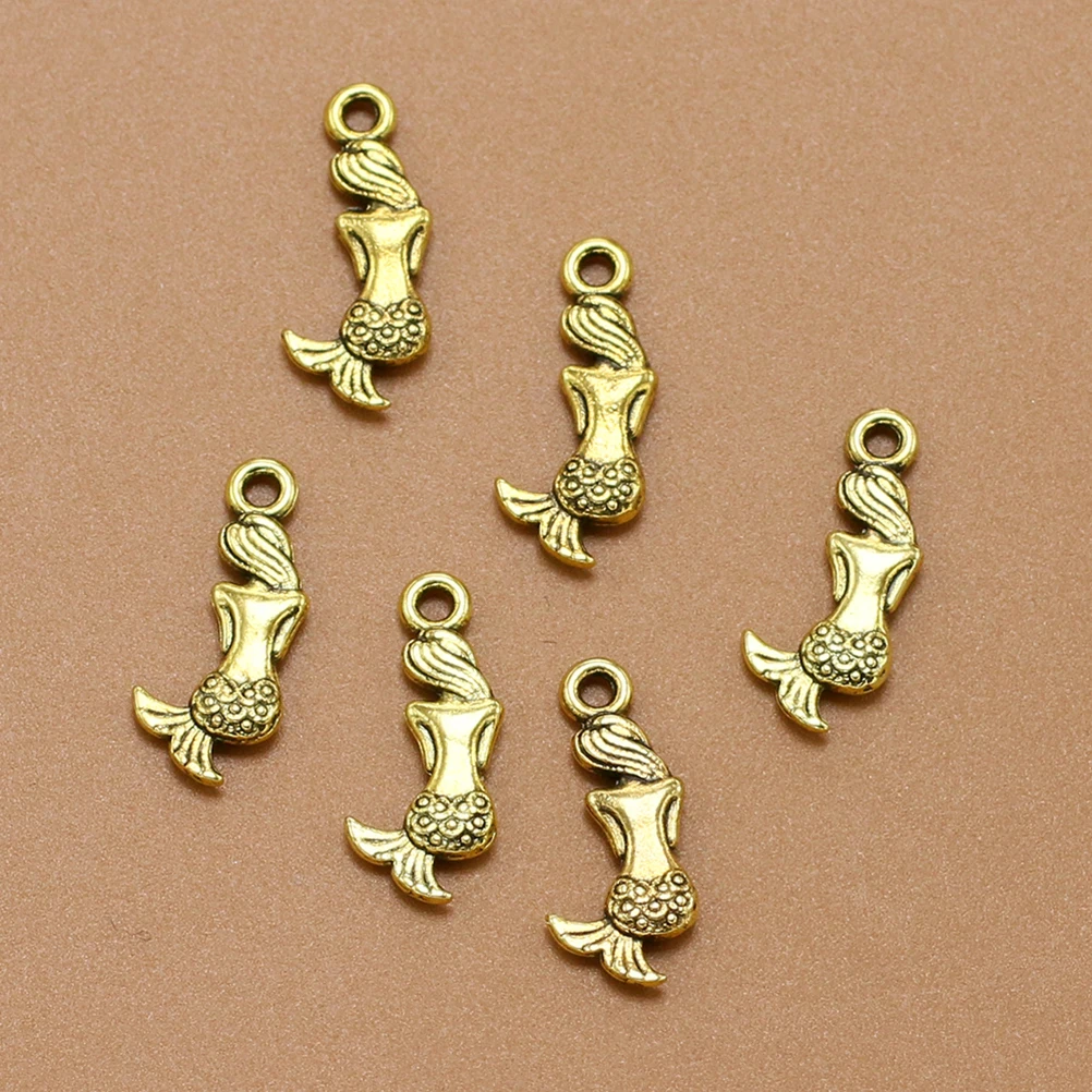 

20 Pcs Retro Mermaid Pendant Jewelry Making Pendants Charm DIY Charms Vintage Alloy