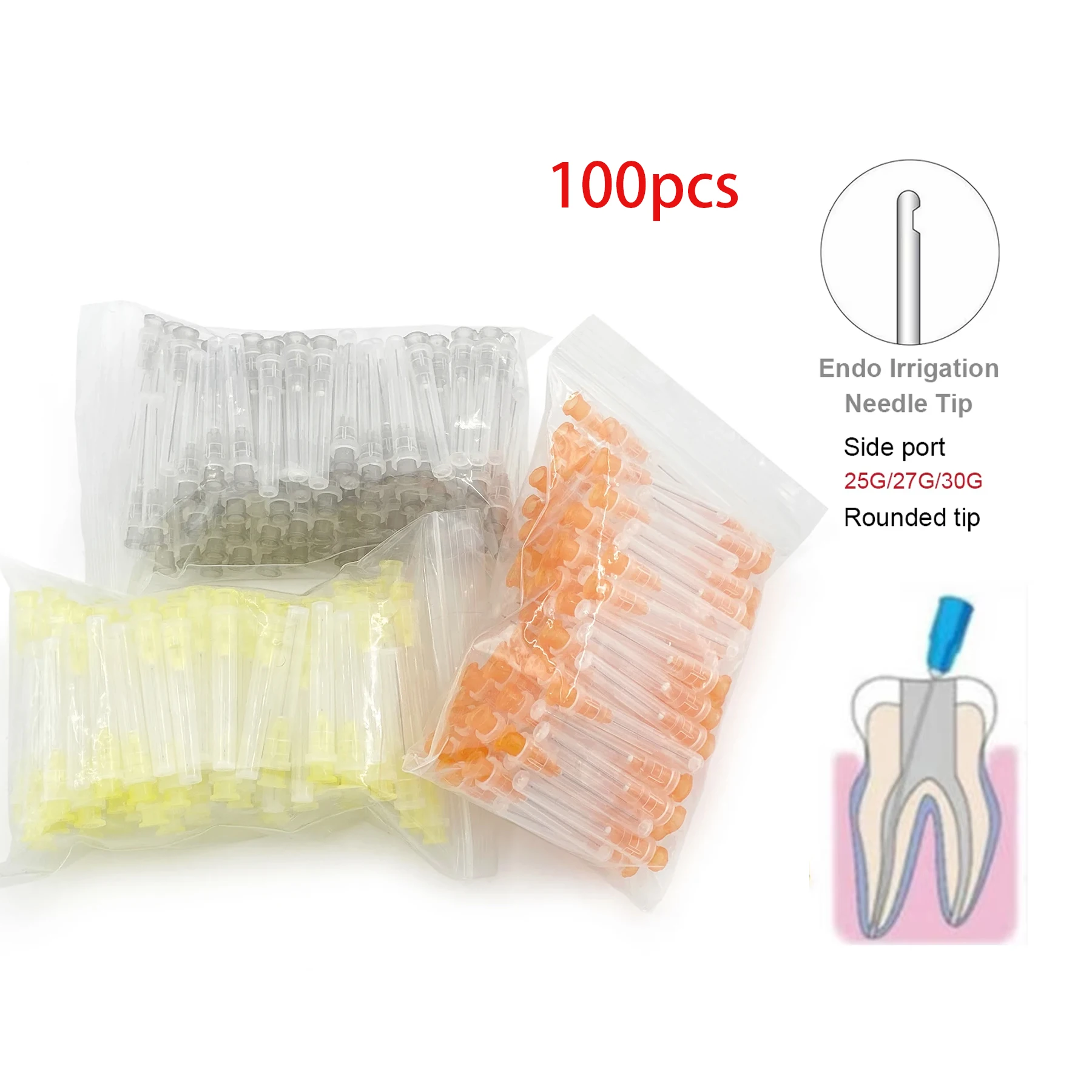 

100Pcs Dental Endo Irrigation Needle Tip Dental Root Canal Lateral Irrigation Needle Diameter 0.3/0.4/0.5mm Dentistry