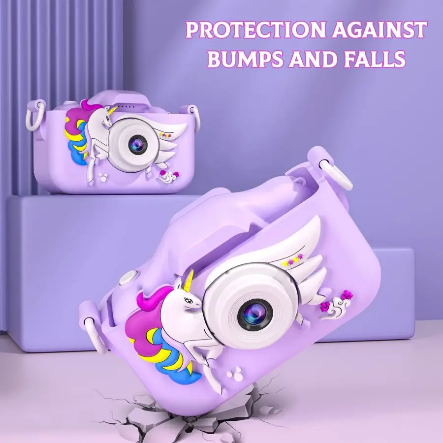 Kindercamera 1080P HD met TF-kaart – 40 MP dubbele lens, 50+ leuke filters en selfiemodus, schokbestendig veilig voor 3-12 jaar. Beste verjaardag