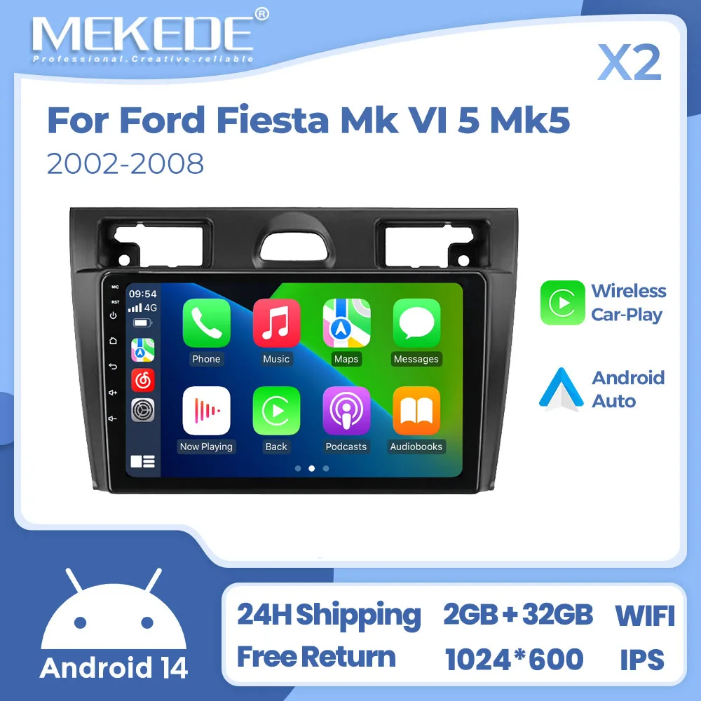 

Android 14.0 Car Radio For Ford Fiesta Mk VI 5 Mk5 2002- 2008 Car Multimedia Player Navigation GPS 9 Inch Stereo Auto CarPlay