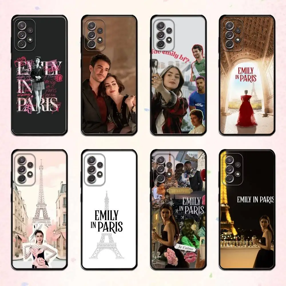 

French Fashion Emily in Paris Phone Case For Samsung S 25,24,23,22,30,21,10,9,Ultra,Plus,Lite,FE,4,5 G Soft Black Case