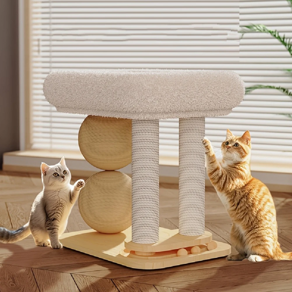 

Cat Climbing Frame with Sisal Ball Cat Jumping Platform Wear Resist Integrated Sisal Bed Pet Supplies Climbing Frame