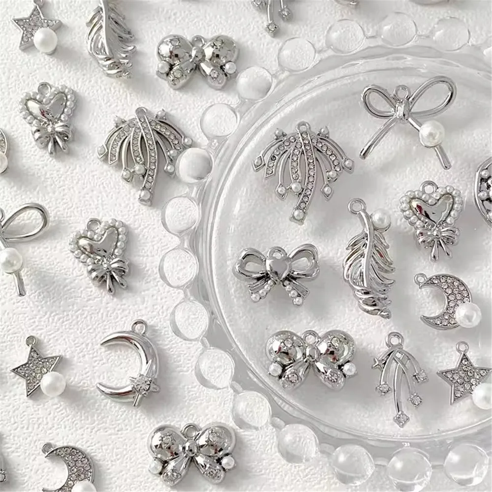 

Ins Sweet and Cool Style Alloy Bow Star Moon Pearl Pendant DIY Handmade Jewelry Bracelet Necklace Earrings Matching