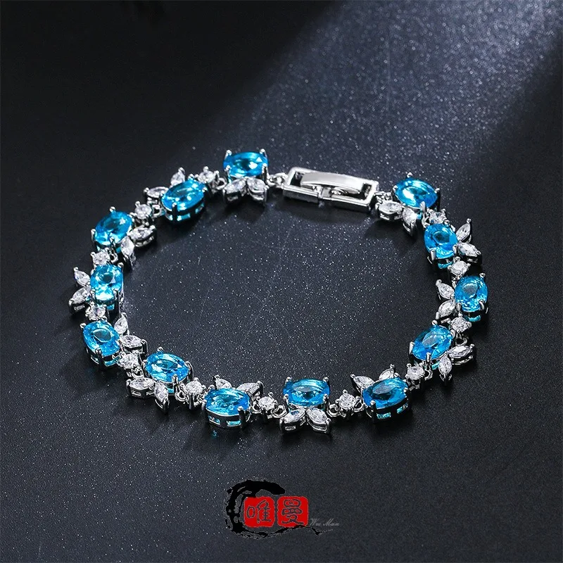 Trendy and fashionable women's charm, colorful and niche cubic zirconia crystal bracelet, bracelet, bracelet, jewelry