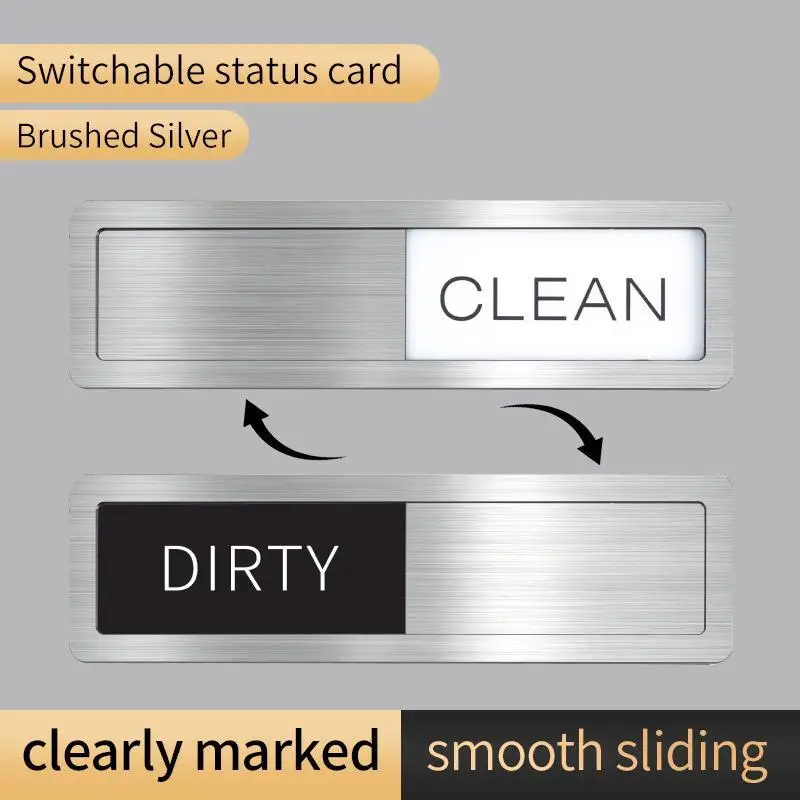 -Dishwasher Magnet Clean Dirty Sign Premium Stainless Steel Black White Non Scratch Kitchen Decor Easy Read Slide