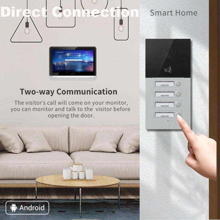 

2 way intercom system 4/8 Units Apartments TCP/IP Video doorphones access control with IR Night Vision outdoor panel