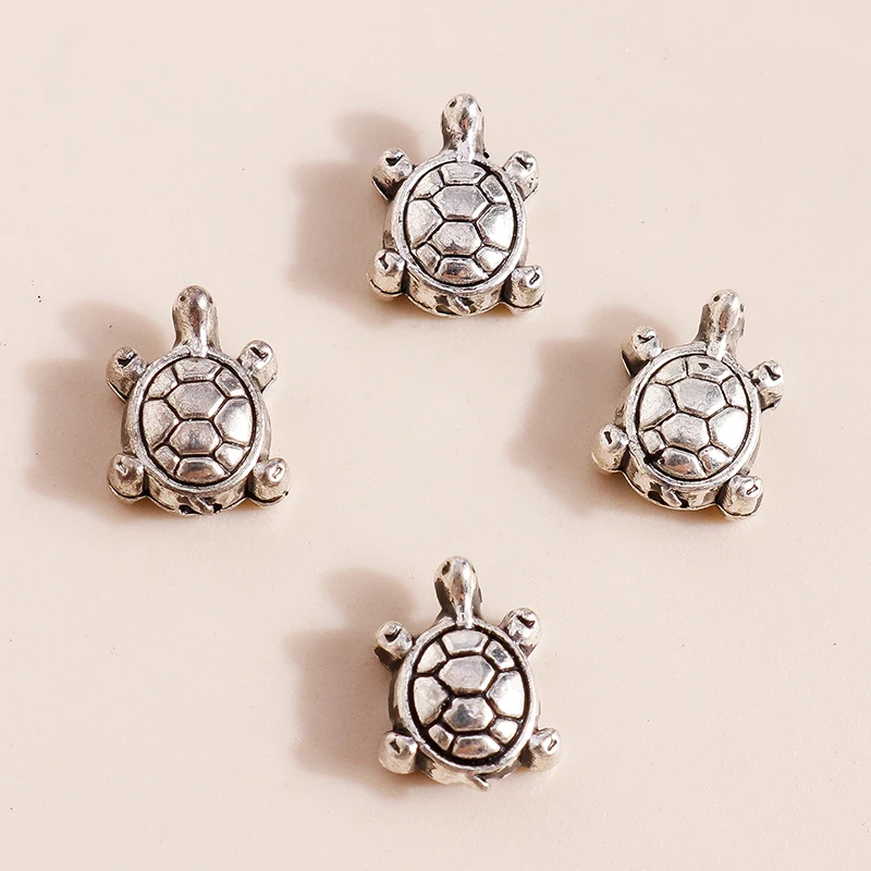 Leslie 50 Stück 8*6mm Schildkröten-Anhänger, Mini-Meeres-Schildkröten-Anhänger für Schmuckherstellung, DIY Ohrringe, Halsketten, Armbänder – Detail 3