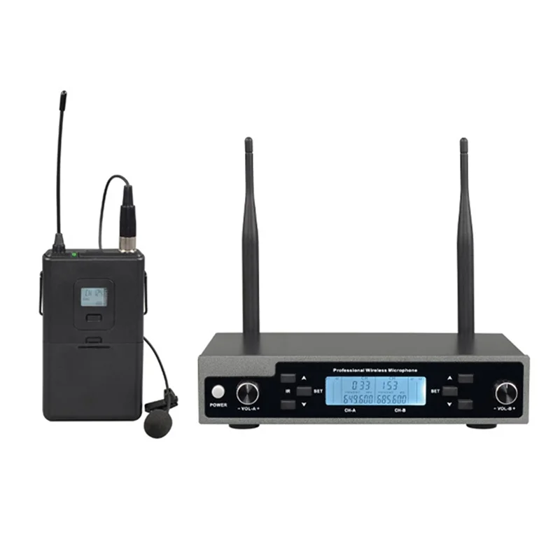 

A32T-Professional Dynamic Lavalier Microphone With Receiver One-To-Two Mic Stage Singing KTV Audio Karaoke System