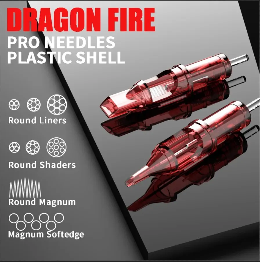 DRAGONFIRE Tattoo Cartridge Needles RS RL RM M1 Makeup Permanent 10Pcs with Membrane Safety Cartridges Disposable Tattoo Needle