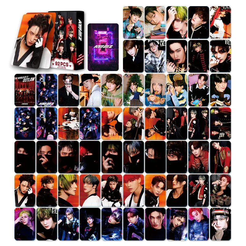 92 stks/set NIEUWE KPOP ATEEZ Lomo Kaarten Foto Stickers HD Dubbelzijdig Hoge Kwaliteit Fotokaart YEOSANG JongHo Yunho San Fans Gift