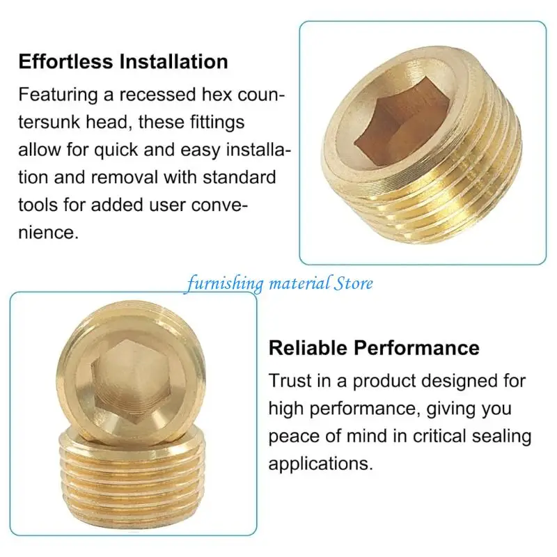 Y5GD 12Pcs Multipurpose Metal Hexagonal Head Pipe Plugs Male Thread Metal Pipe End Cap For Effective Leak Prevention