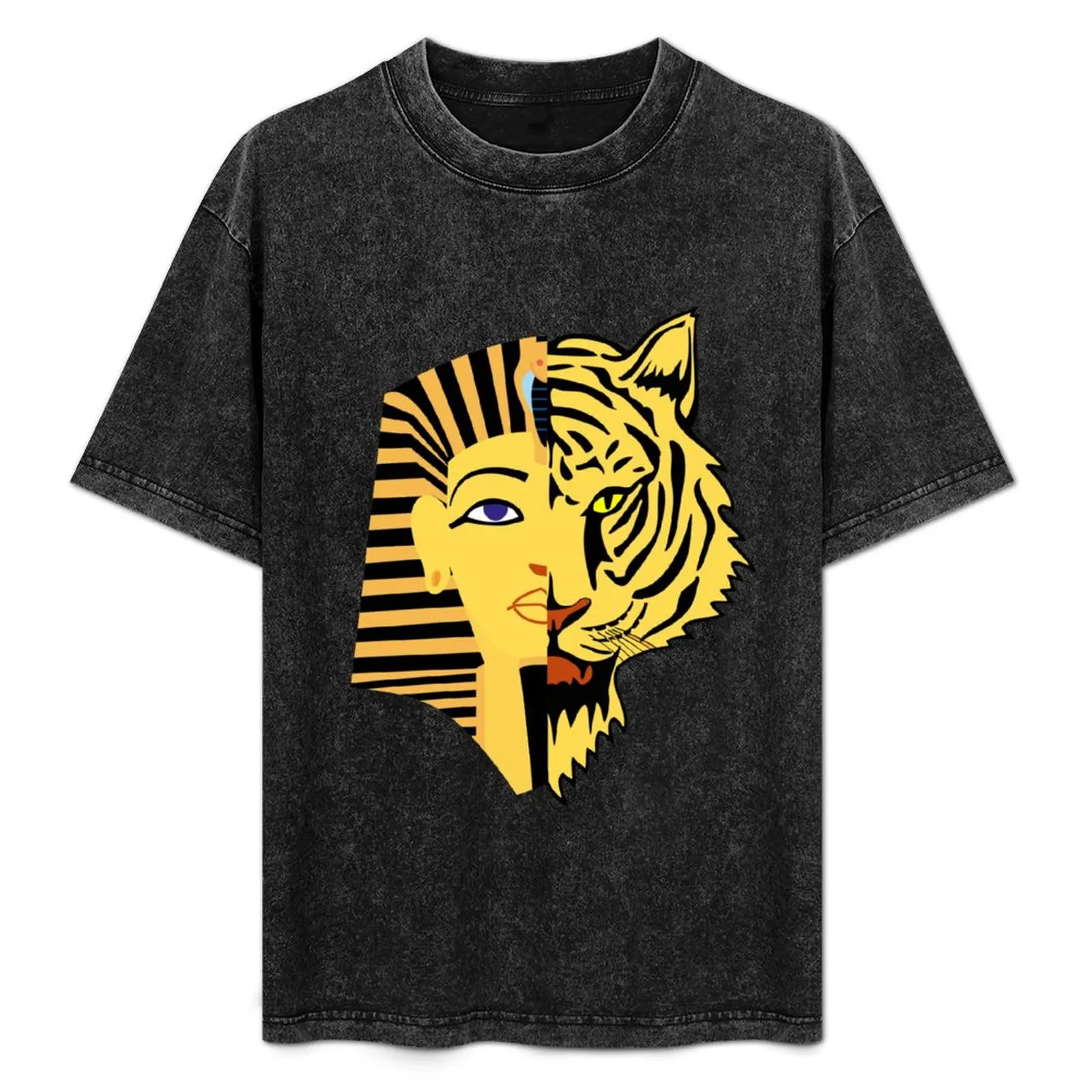 Egyptian Pharaoh and Tiger T-Shirt korean fashion cotton graphic tees essential t shirt for a boy t shirts for men graphic