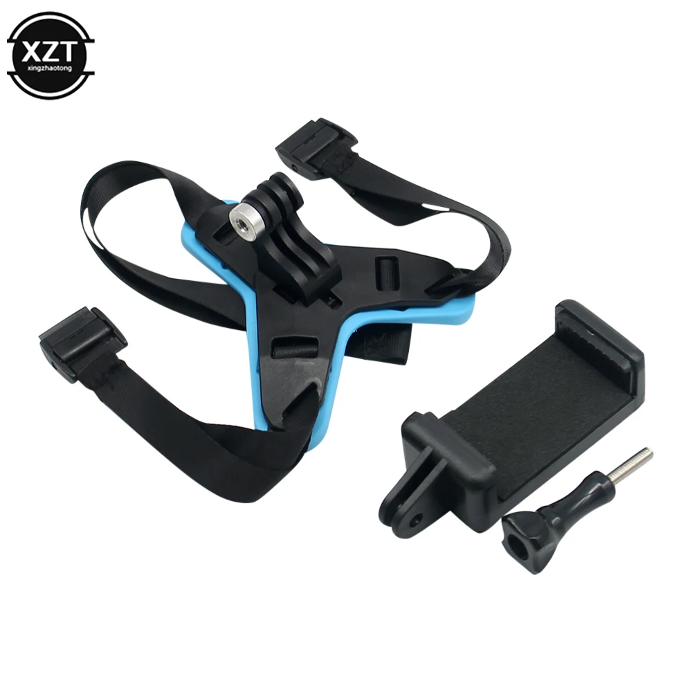 Motorcycle Helmet Chin Strap Mount Holder With Phone Clip Compatible For GoPro Hero 5/6/7 Action Sport Camera Stands Accessories