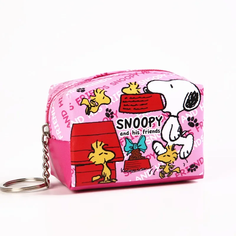 Monedero de Snoopy, bonitos auriculares de dibujos animados, bolsas de maquillaje para niñas, bolsa organizadora de llaves pequeña de viaje de Anime para niños, Mini billetera organizadora de Pu