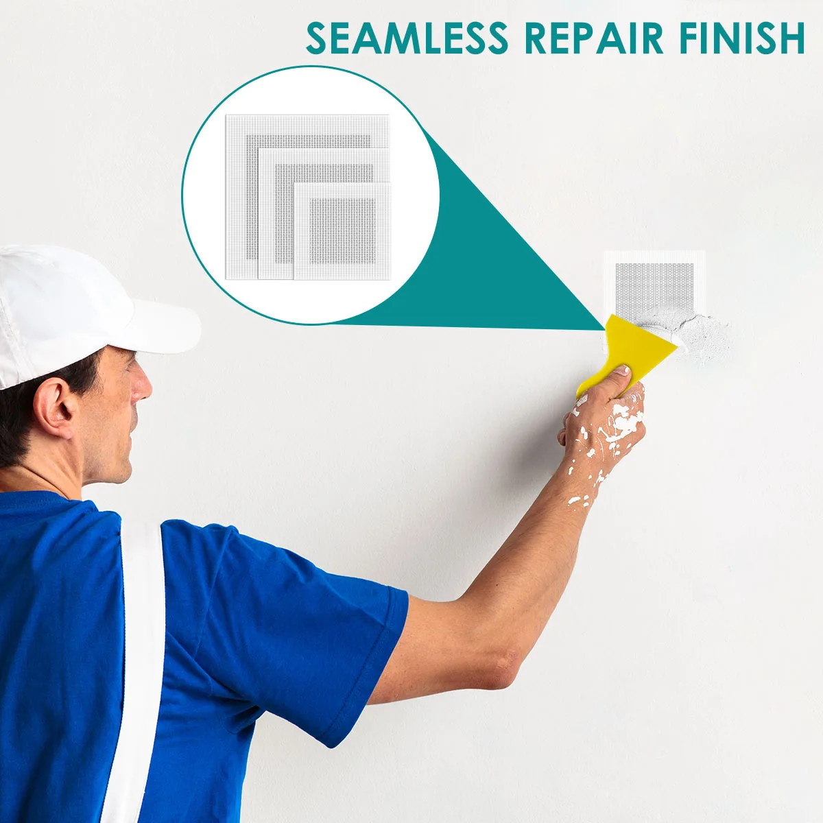 4 قطعة طقم تصليح الحوائط الجافة مع مكشطة الصنفرة لتقوم بها بنفسك طقم تصليح ثقب الجدار المهنية 4 بوصة الألياف الزجاجية شبكة صفائح الحوائط الجافة المعدنية
