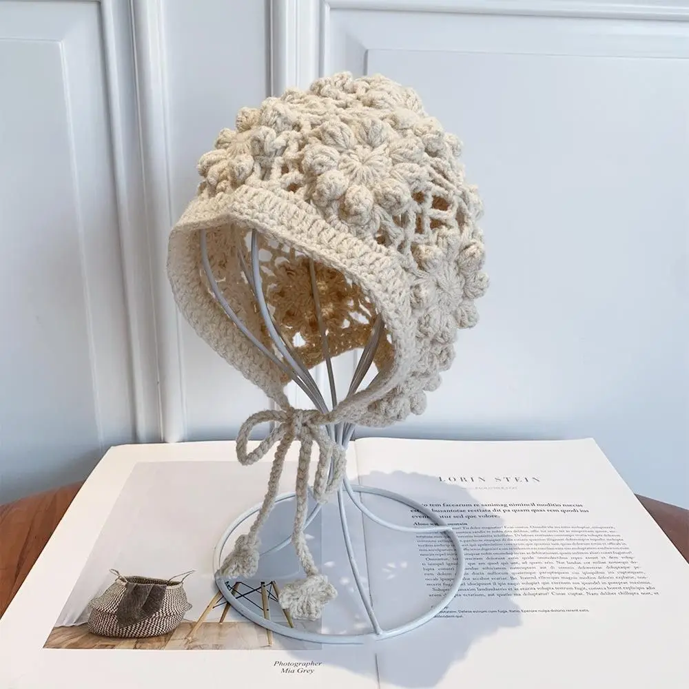 

Breathable Handmade Knitted Hat Crochet Fringed Beret Cap Casual Bohemian Style Princess Cap for Unisex Girls