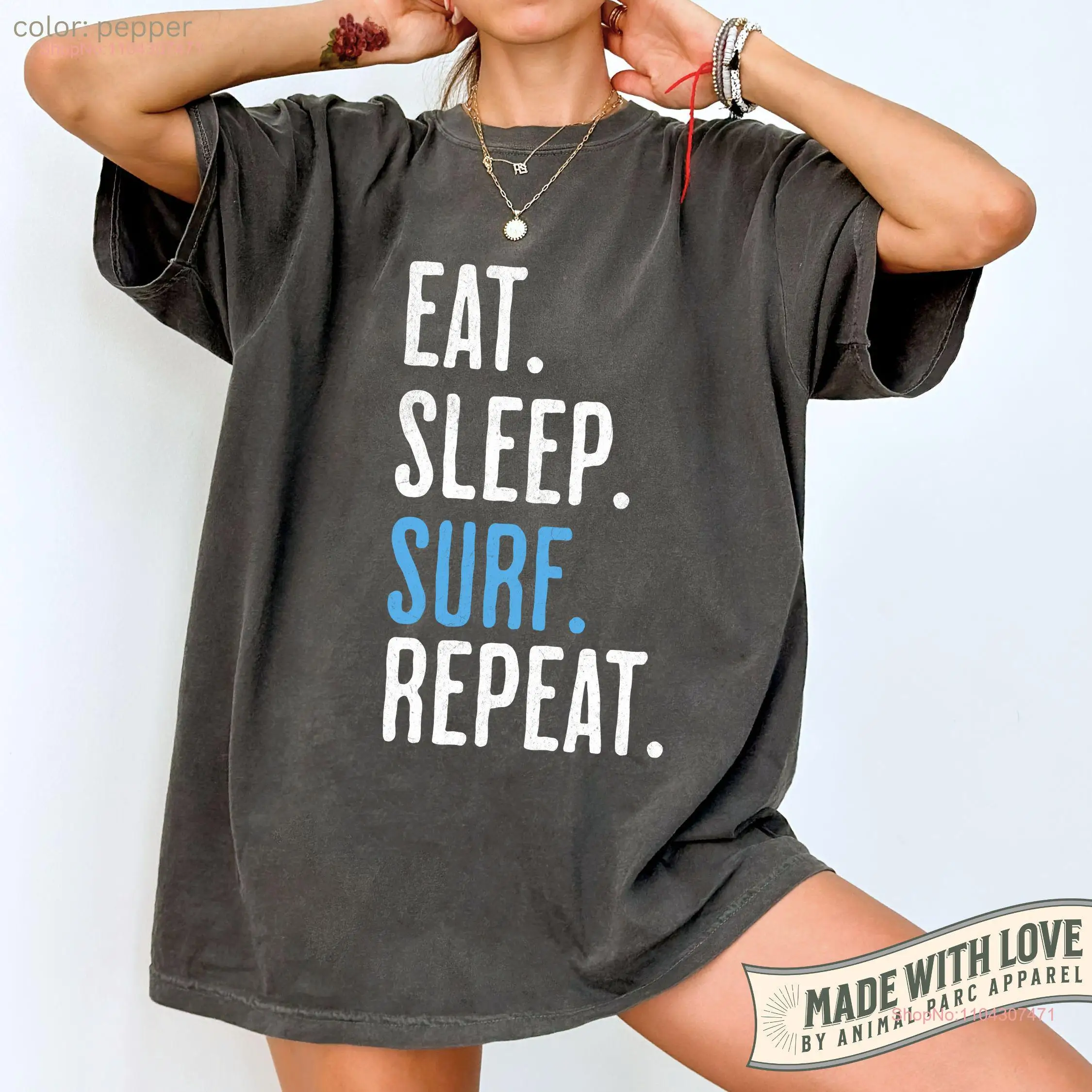 Surf Vintage T Shirt for Surfers Funny Windsurfing Eat Sleep RepeaT Surfing Dad Surfer Lifestyle long or short sleeves