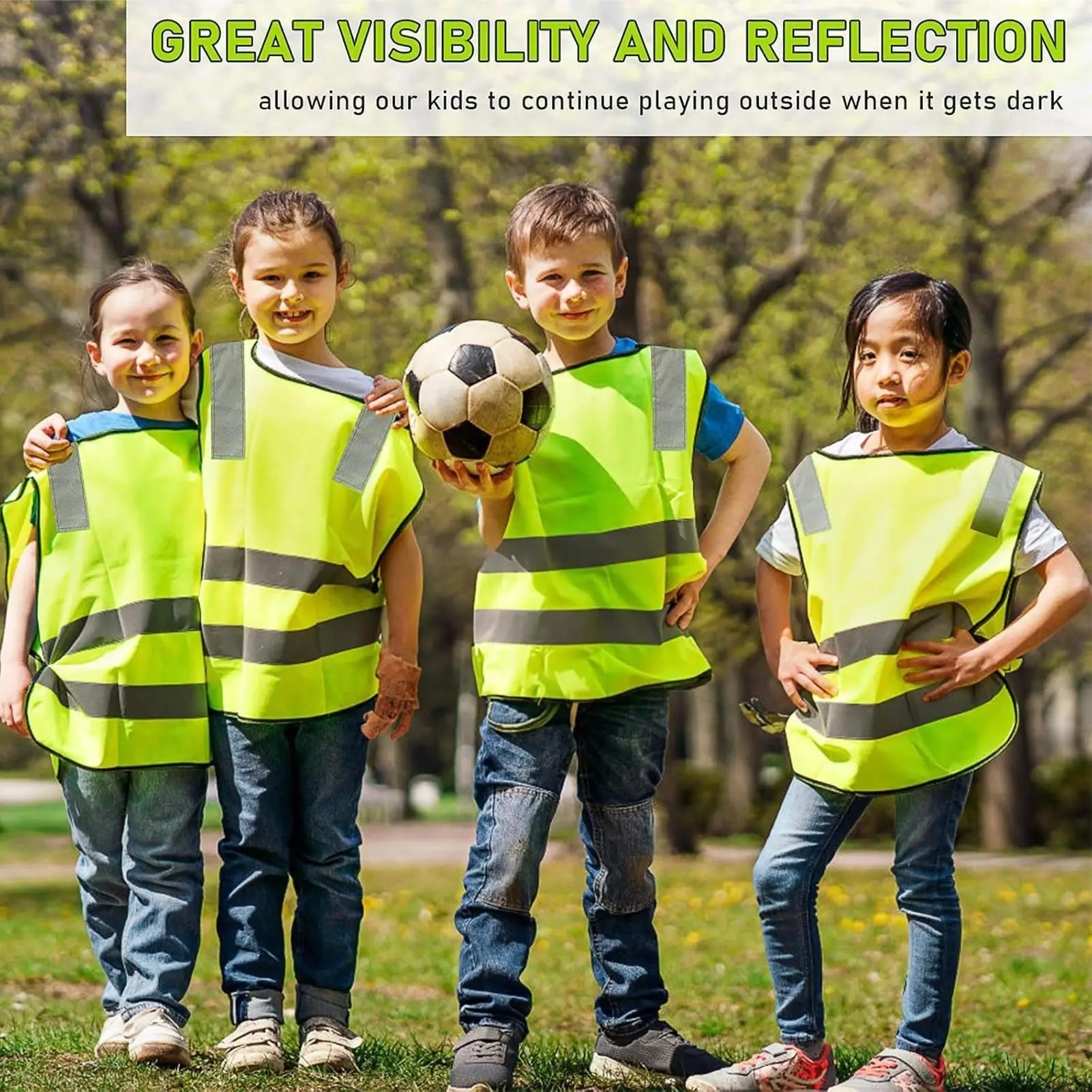 10Pcs Kids Safety Vest High Visibility Reflective Waistcoat Outdoor Vest for Traffic Walking Running Cycling Skiing Camping