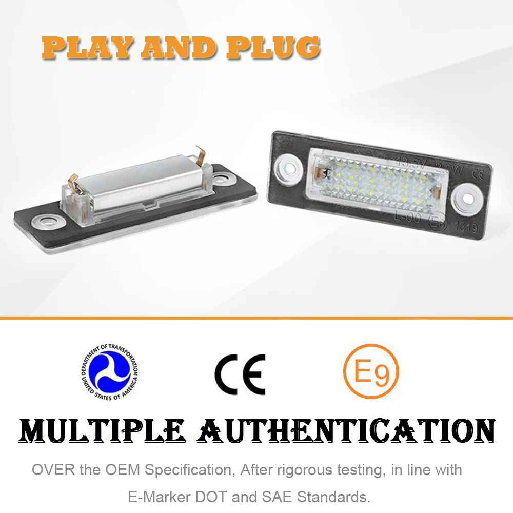 2Pcs LED Tail Number License Plate Lights For VW Caddy Golf Passat B5 B6 Touran Jetta Syncro Transporter T5 Multivan Car Lamp