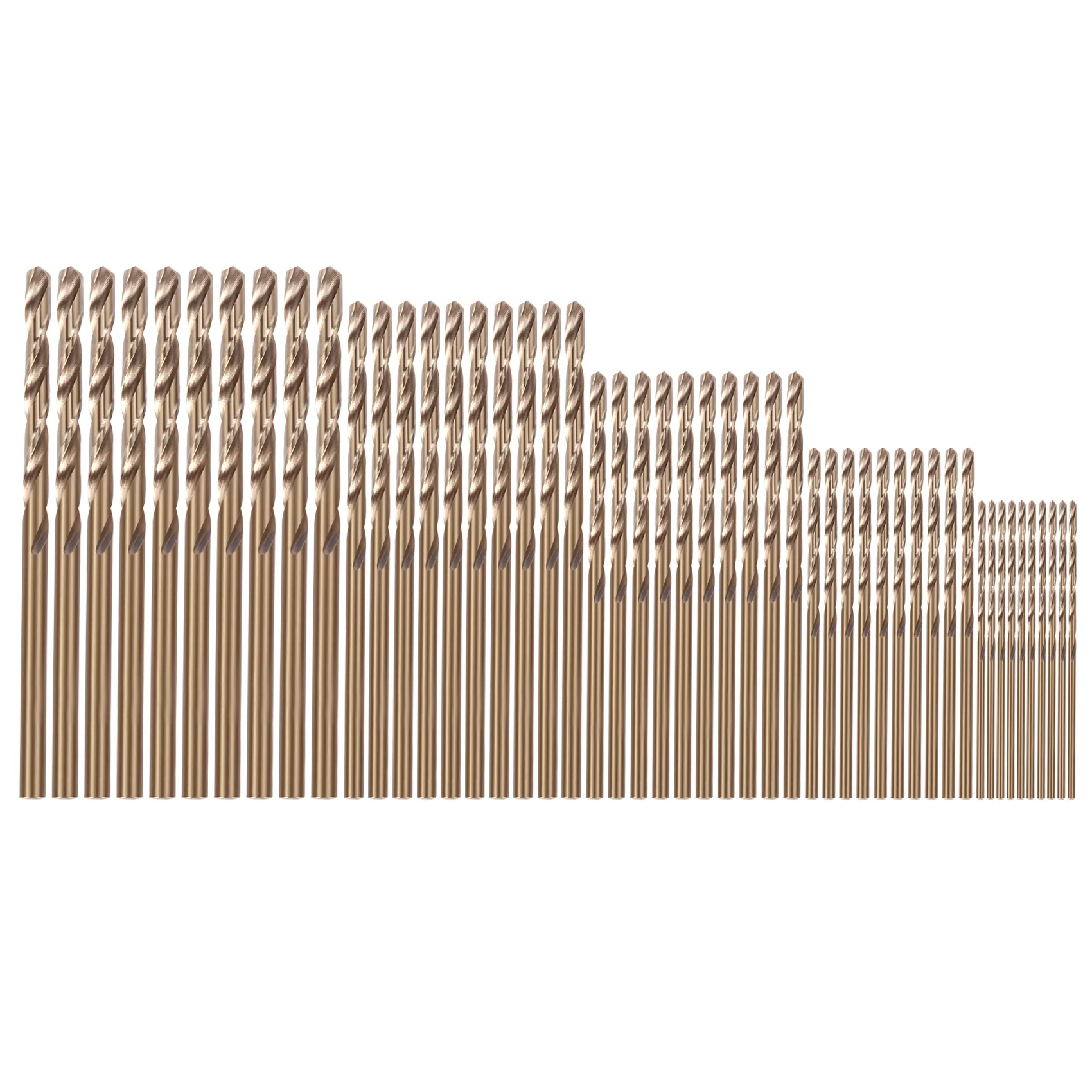 M35 Cobalto Broca Set, Ferramentas Drillforce, Hss-Co Conjunto de Broca 1-3mm, Perfuração em Aço Endurecido, Ferro Fundido, Aço Inoxidável, 50Pcs
