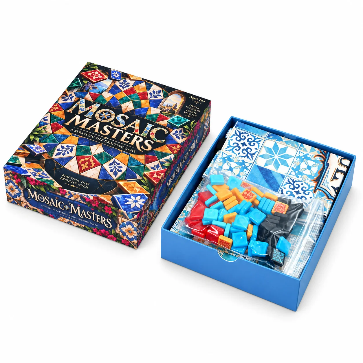 MOSAIC MASTERS Strategic Tile Drafting Board Game Pattern Building Mosaic Puzzle Game for Family Game Night Color Matching Tile