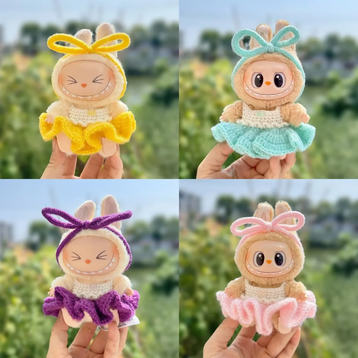 

Cute Handmade Mini Plush Doll'S Bow Dress 17cm Labubu I II Idol Dolls Accessories For Korea Kpop Exo Sitting Party Clothing