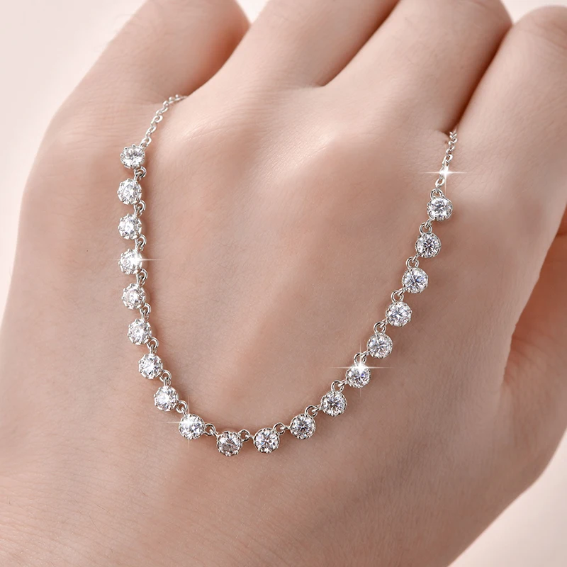 Rrjzz Vollständige 3mm D-Farbe VVS1 Rundschliff Moissanit Bubble Halskette GRA Laborgezüchteter Diamant 14k Vergoldete Damen Halskette Schmuck – Detail 13