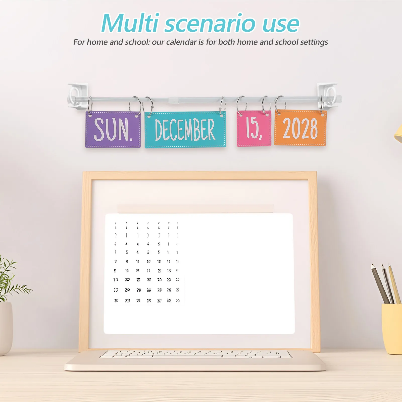 

Flip Calendar Desk Calendar Bulletin Board Set 2024 2028 Classroom Decoration Adjustable Holder Date Cards for Home School