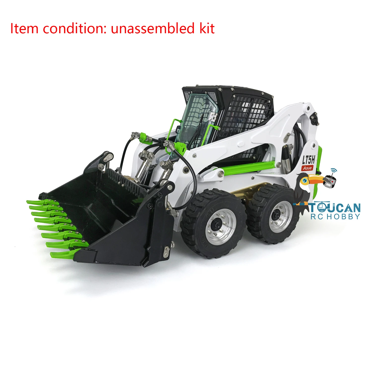 Lesu Caricatore idraulico RC in metallo 1/14 Skid-Steer con ruote Aoue Lt5H Kit di camion RC verniciato Suono leggero Thzh1277-SMT7