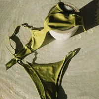 3Pcs Bandeau Biquini 2025 Sexy Women Swimsuit Female Push Up Swimwear Micro Bikini Bathingsuit Beachwear Shiny Brazilian Biquini 4