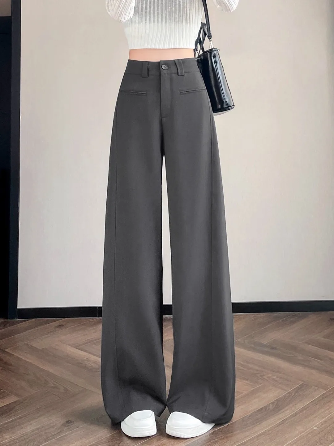 

Широкие брюки из ледяного шелка, женские летние тонкие повседневные брюки с высокой талией длиной до пола, драпированный костюм премиум-класса, брюки