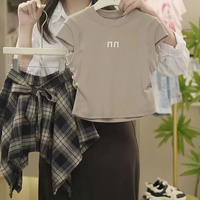 Summer Girls Clothing Set Solid Color Sleeveless T-shirt+Plaid Irregular Skirt 2Pcs Suit For 5-14 Years Teen Kids Fashion Outfit
