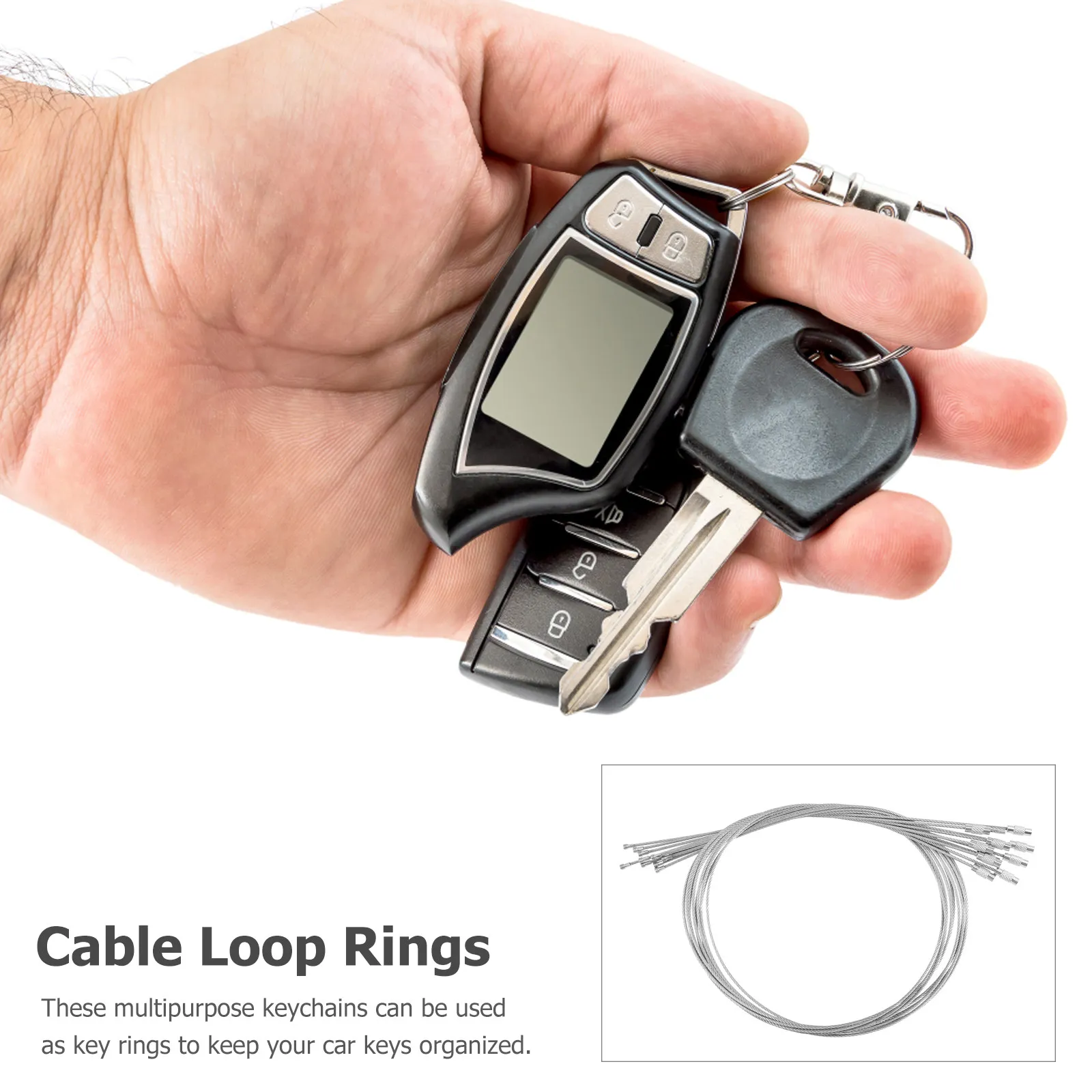 10Pcs Premium Connector Keychain Loops Stainless Steel Cable Rings for Tag Keepers Id Holders Car Tools