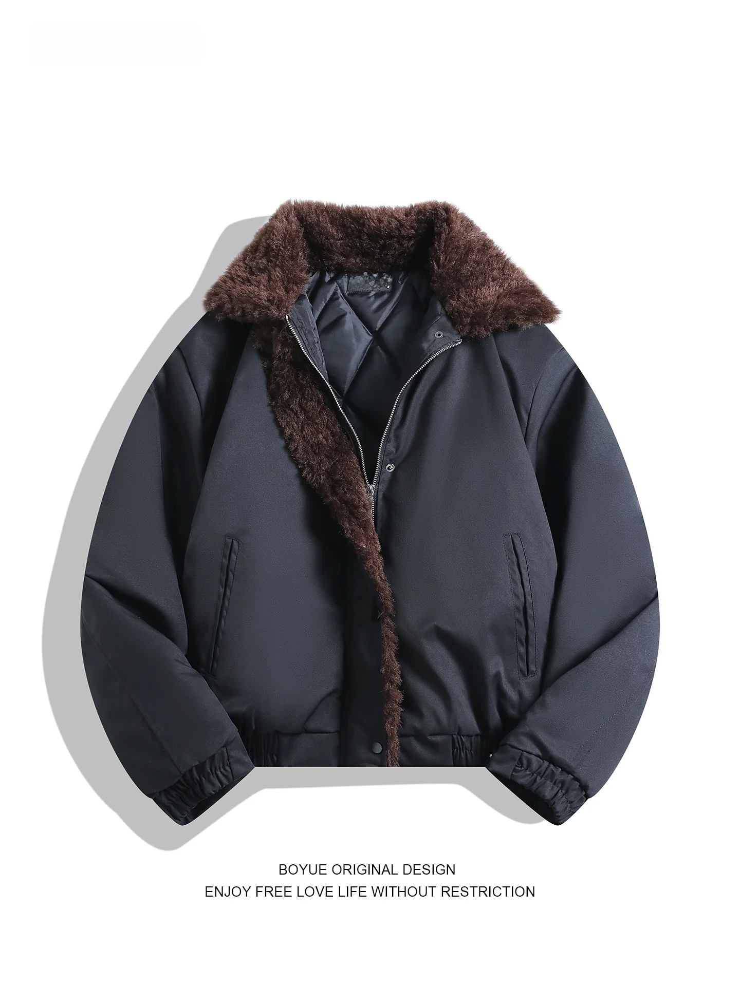 

Boyue American Sle Lamb бархатный воротник хлопковая куртка теплая ретро уличная крутая мужская и женская верхняя одежда пальто