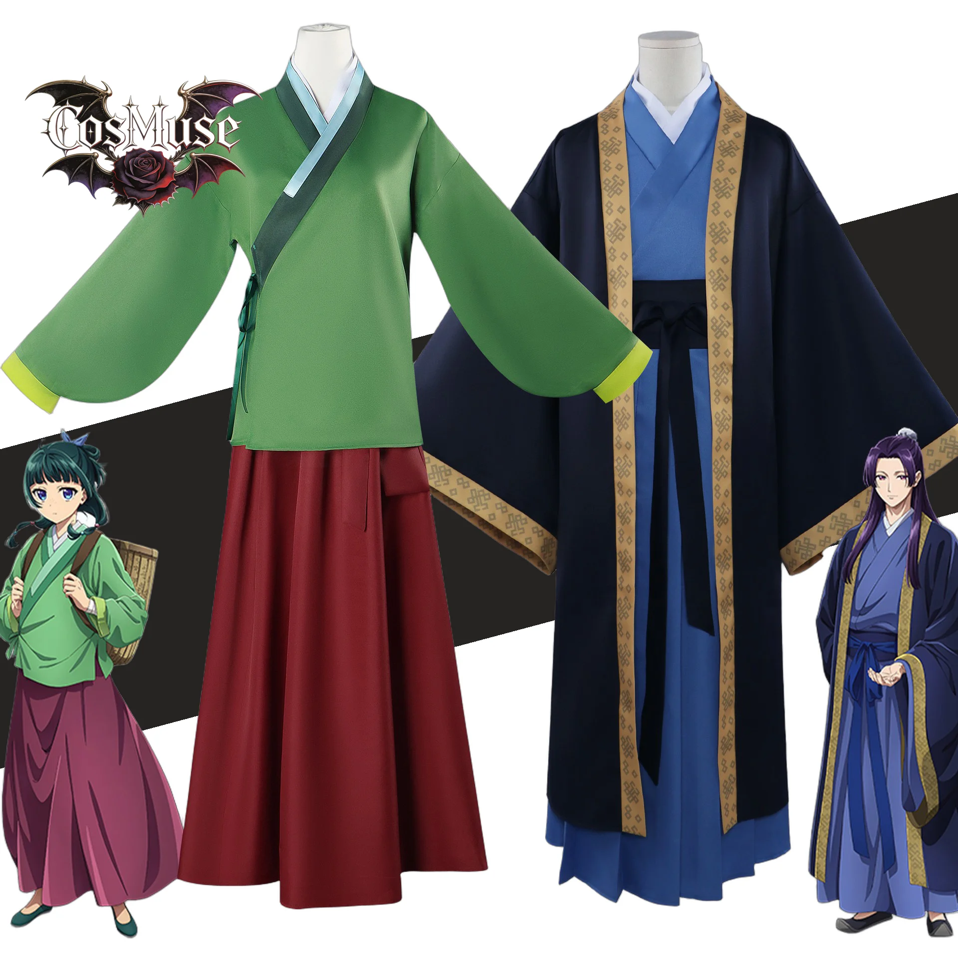 perruque-de-cosplay-maomao-jinshi-apothecary-uniforme-hanfu-kimono-coiffe-epingle-a-cheveux-accessoire-de-costume-d'halloween
