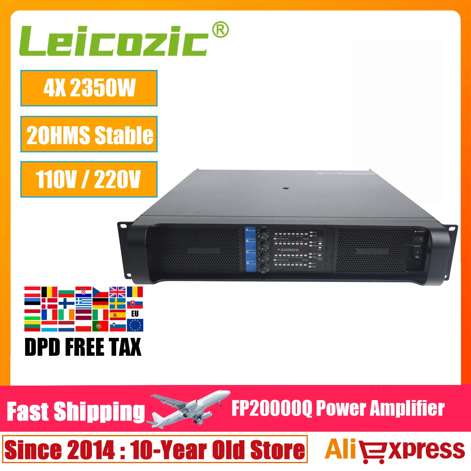 

Leicozic 20000Q Профессиональный усилитель мощности звука 7000 Вт на 2 Ом 4-канальный линейный массив усилителя сабвуфера для выступления на сцене