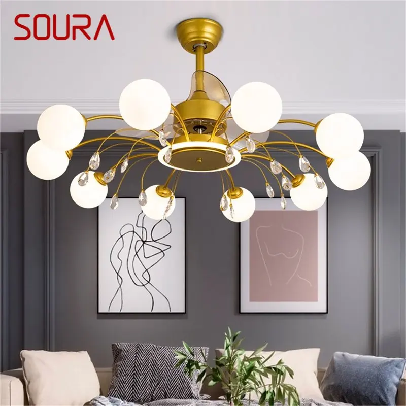 

SOURA Nordic Ceiling Fan with Lights Modern Branch LED Lighting Remote Control for Home Dining Room