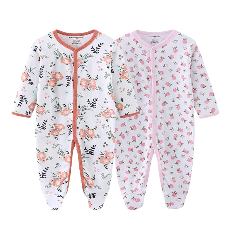 2-Piece Floral Baby Unisex Jumpsuits 100%Cotton Newborn Onesies Four Seasons Infant Clothes