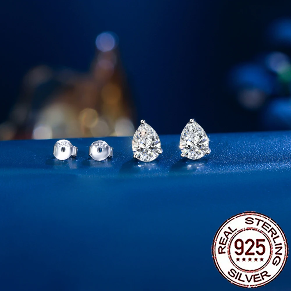 Women's 925 Sterling Silver Big Water Drop Stud Earrings