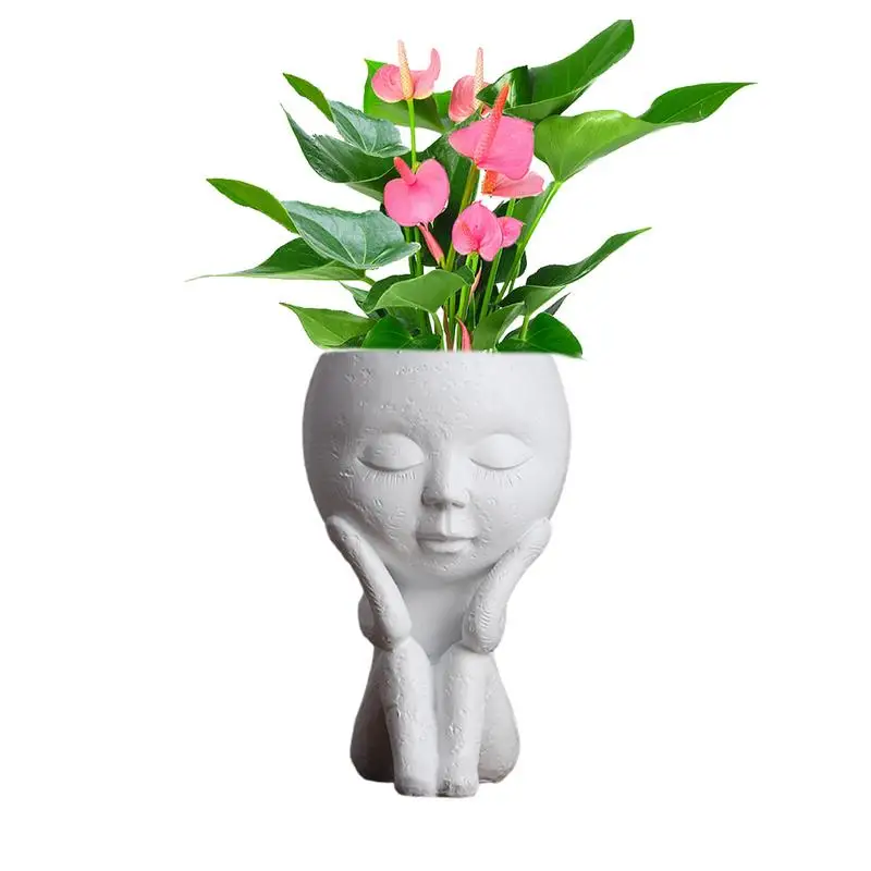 

Cute Plant Pot Little Girl Face Flower Pot In Resin Weatherproof Indoor Outdoor Planting Pots For Aloe Orchids Daisy Cactus