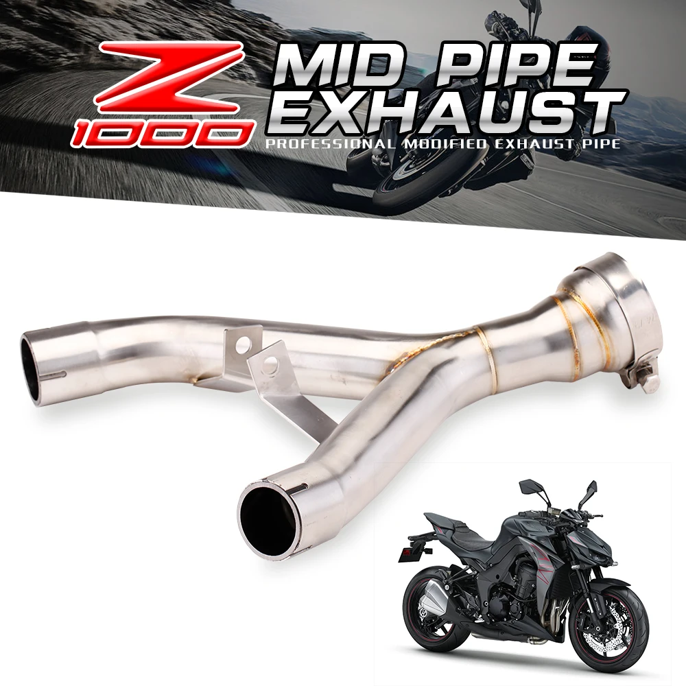 For Kawasaki Z1000 2010-2021 Mid Pipe Slip on Motorcycle Exhaust System Modify Double Hole Middle Link Pipe Connect 51mm Muffler