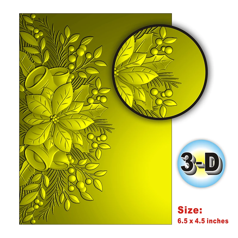 A Poinsettia Bell And Frame-3d Embossed Folder For Diy To Make Greeting Cards, Paper Scrapbooks, Stamp Free Metal Cutting Molds.