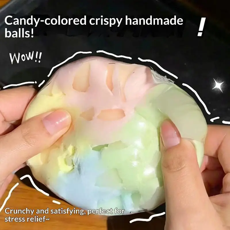 [J] Chocolate Macaron Handmade Crunchy Ball With Burst Anti Stress Sensory Fidget Toy Cracking Ball Soft Decompression Toys Gift