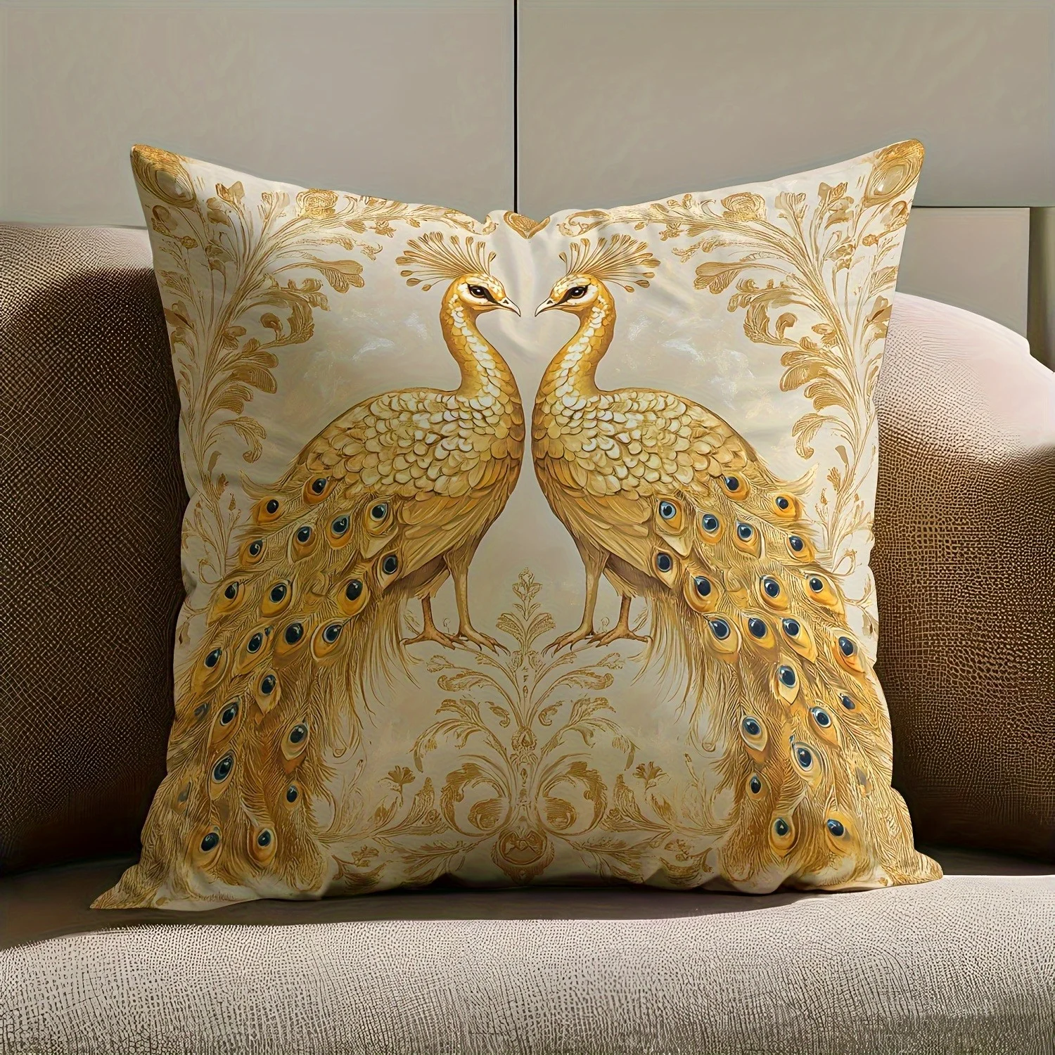 Pcs Luxurious Golden Peacock Pattern Pillowcases Exuding European Elegance Adding A Noble Touch To Your Home Decorative Cushion