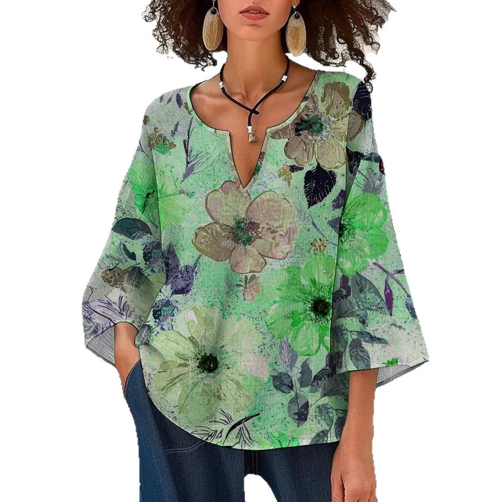 خريف جديد المرأة الأعلى عارضة زهرة القمصان Blusa الأنثوية طويلة الأكمام قمم للنساء Бluosna