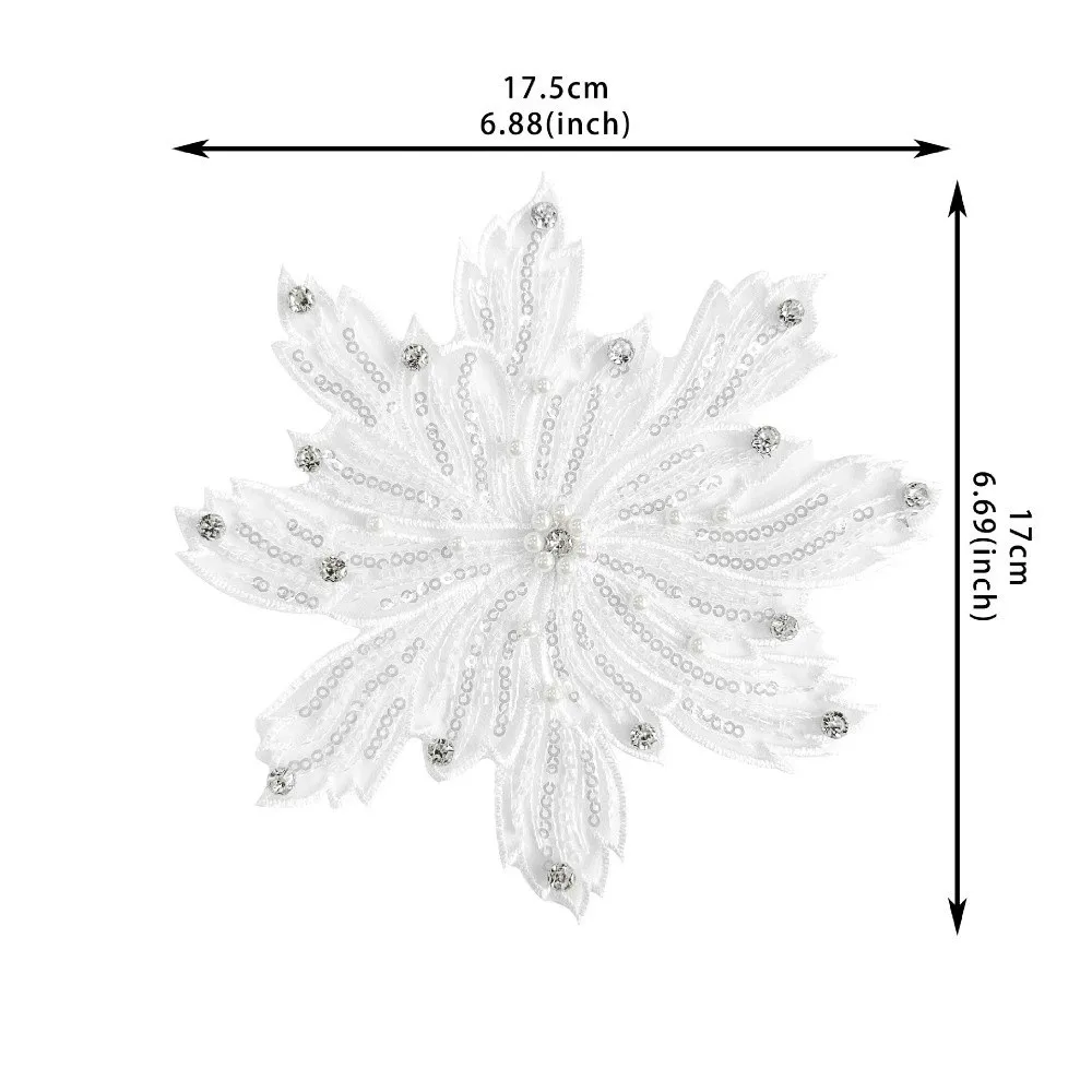 Colorful Beaded Flower Applique Heavy-duty Beaded Organza Clothing Fabric Patches Sewing Material Dress Decoration