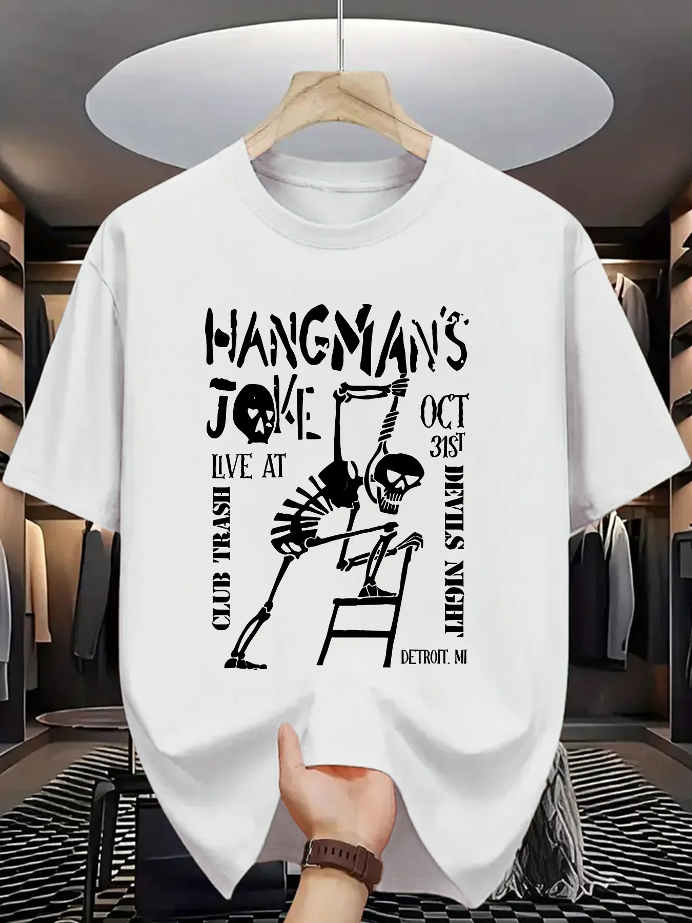 Women Short Sleeve T Shirt Hangmans Joke Skeleton Concert Poster Graphic Crew Neck Tees Soft Tops For Women Daily Street Wear